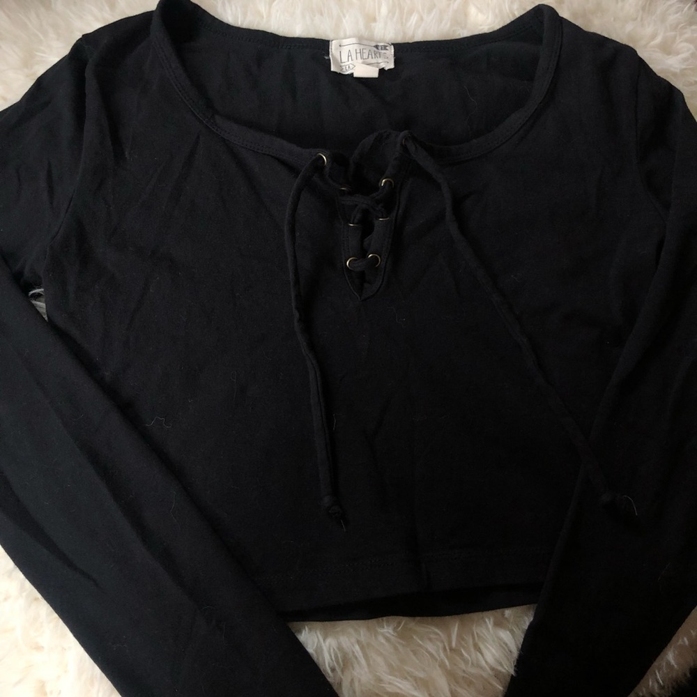 Pac sun long sleeve lace up crop top